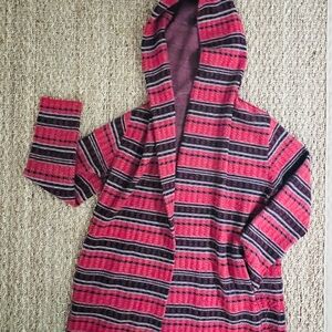 Striped Plaid Hooded Cardigan